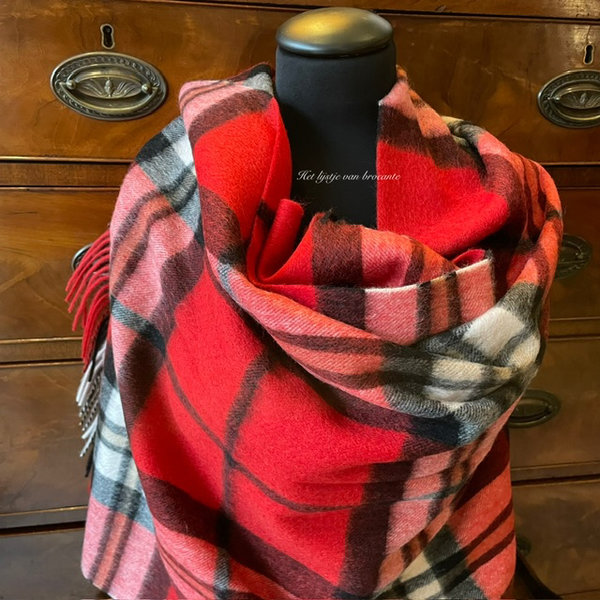 Schotse lamswollen omslag sjaal Edinburgh Thomson red